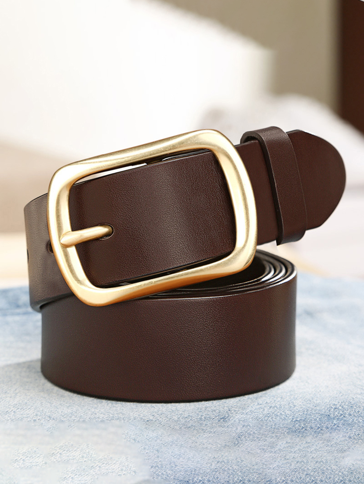 Ceinture minimaliste à boucle ardillon couleur unie pour affaires
