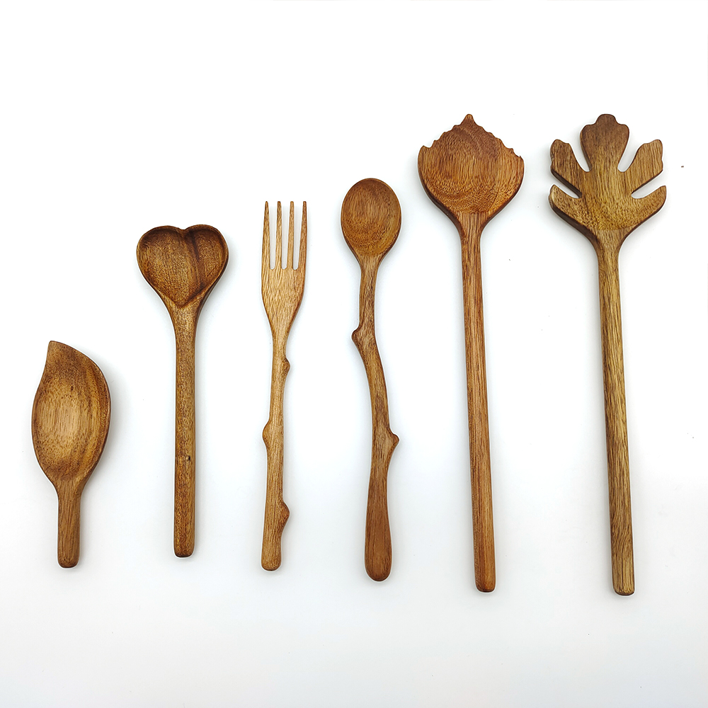 Wooden Spoons for Coffee Tea Sweet Snacks, Maple Leaf Shape Wooden Spoon Irregular Wooden Spoon