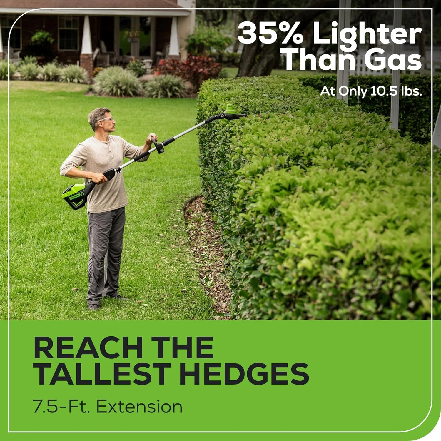60V 20" Brushless Cordless Battery Powered Pole Hedge Trimmer, 2 0Ah Battery and Charger Included Image 4