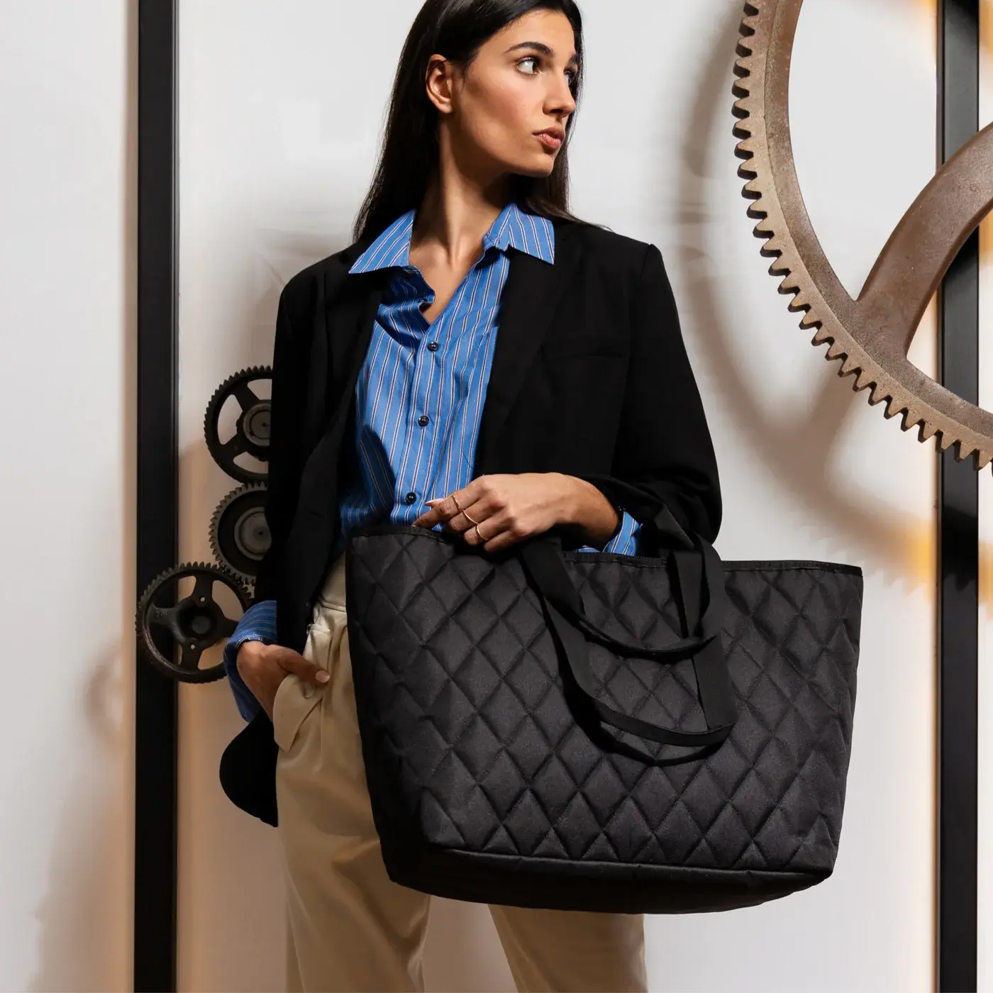 classic shopper XL rhombus black