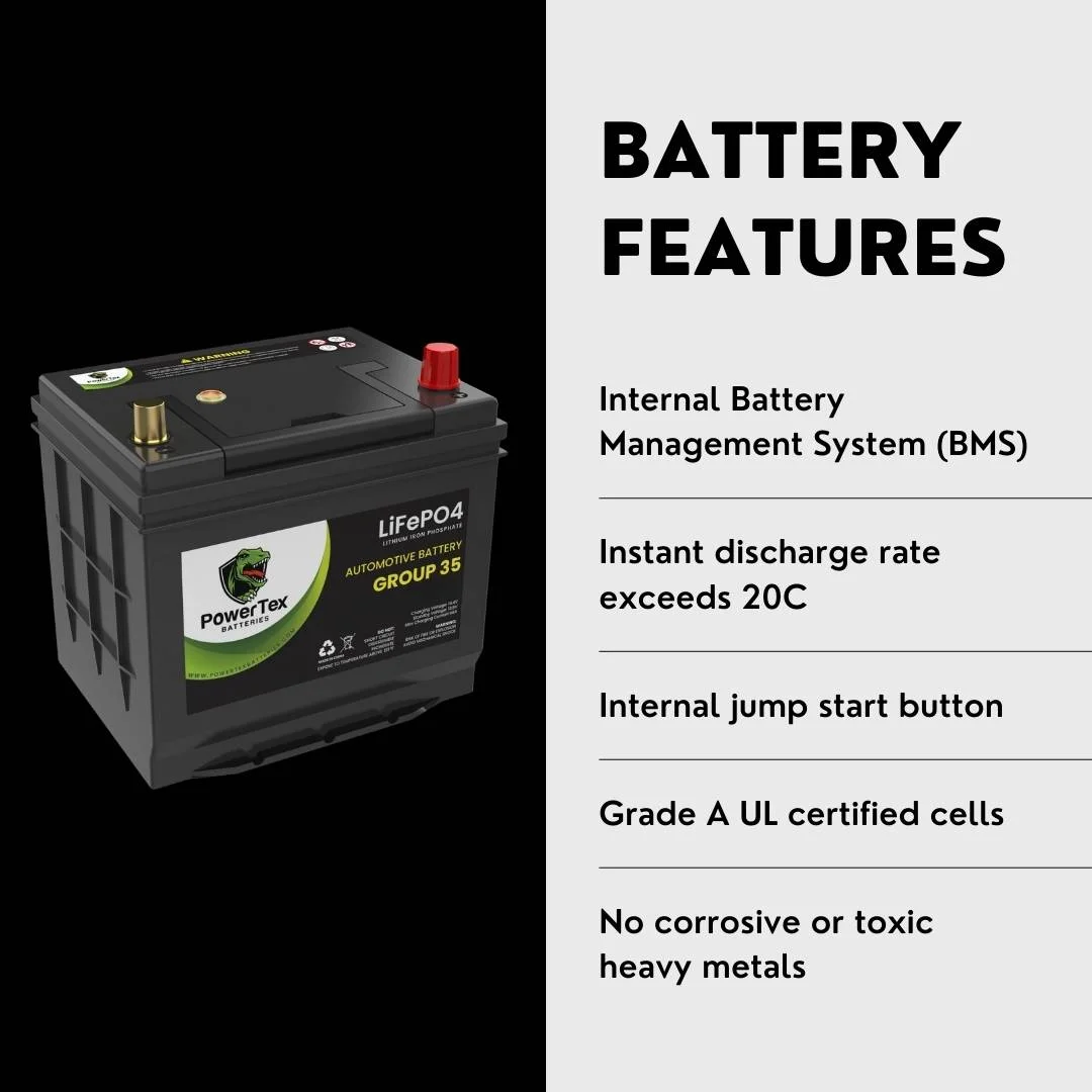 Lithium Car Battery BCI Group 35 / Q85 LiFePO4 Lithium Iron Phosphate Automotive Batteries 40Ah | 1200CA | Internal Jump-Start | Cutting Edge BMS | Bluetooth - Image 4