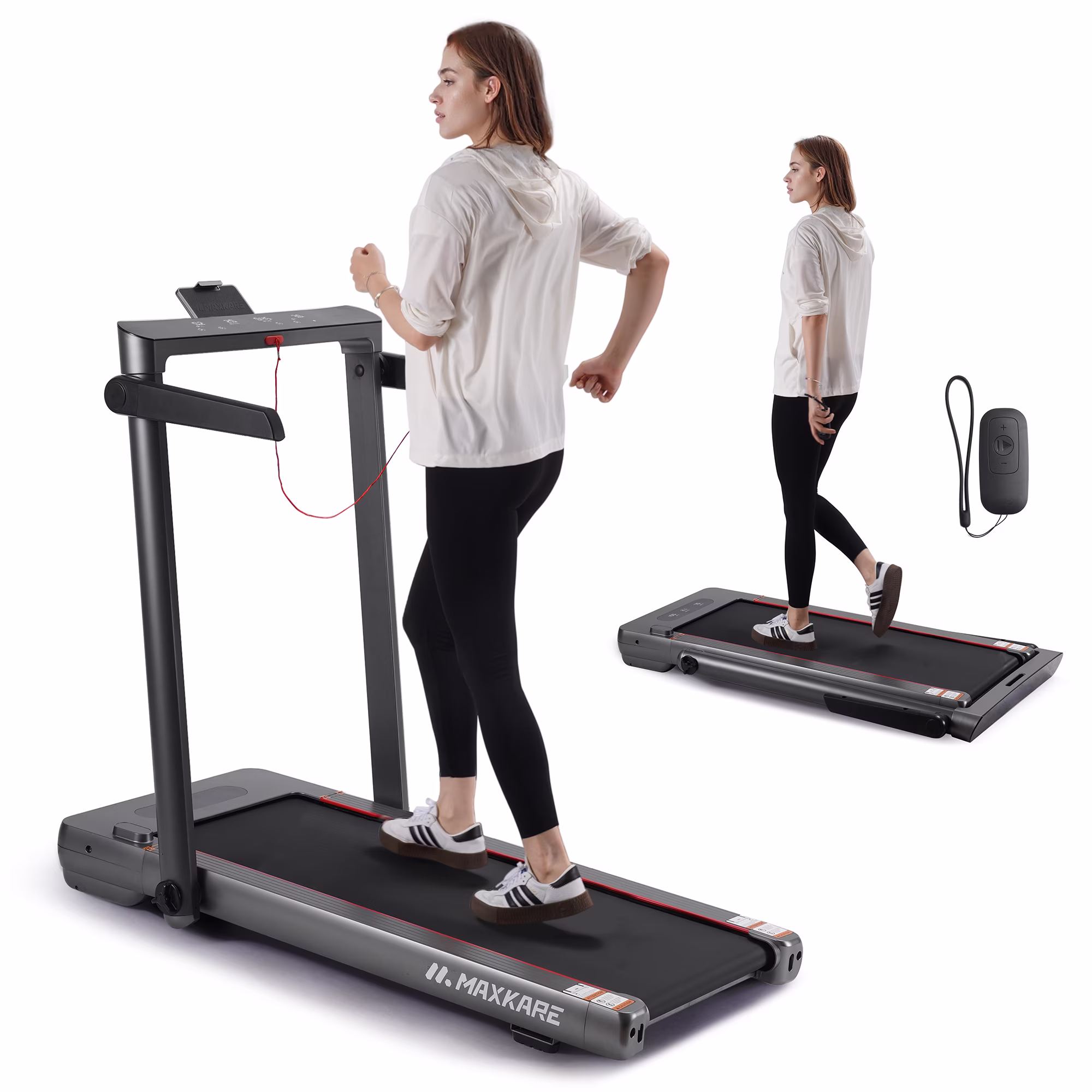 Maxkare Folding Treadmill 286 lb Capacity for Home, 3.0HP 9MPH Under Desk Walking Pad Treadmill with Bluetooth/Zwift App Compatible