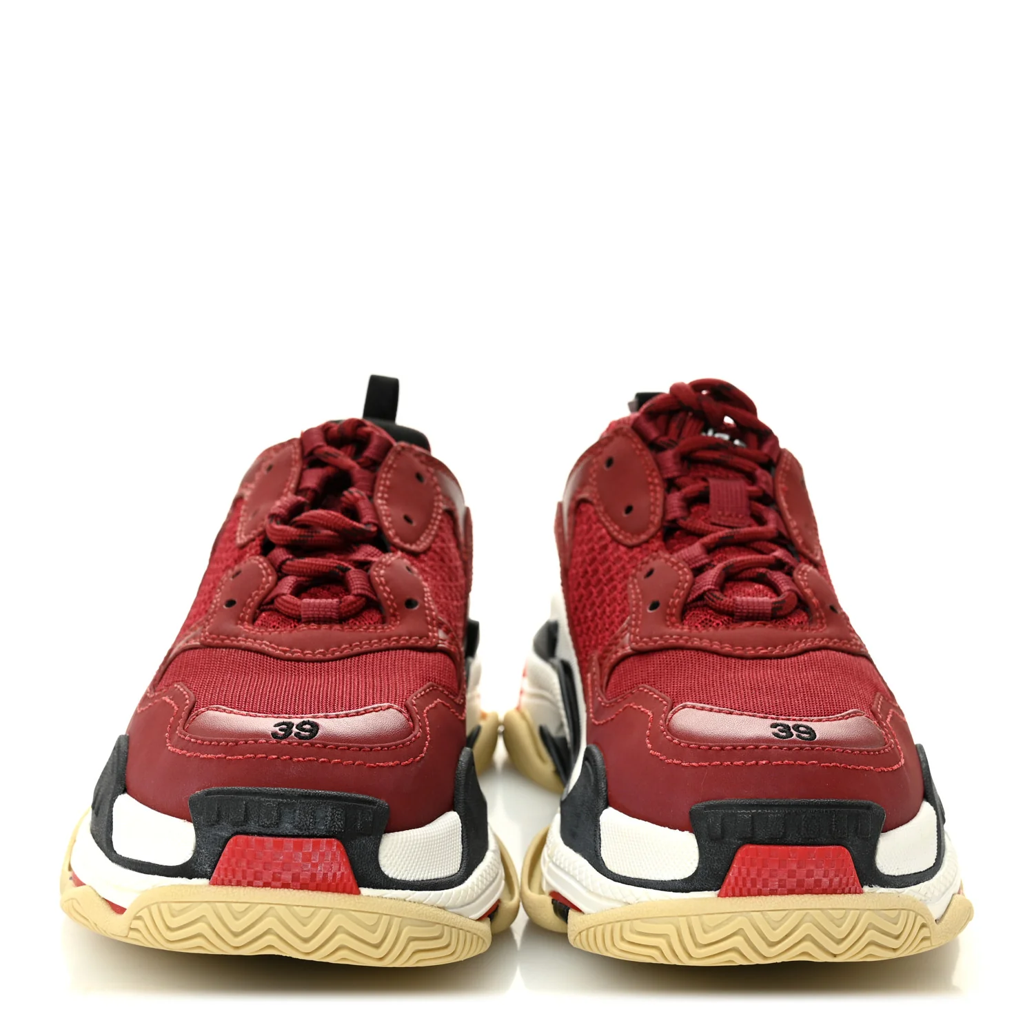 Fabric Mesh Washed Effect Womens Triple S Sneakers 39 Bordeaux Tricolor