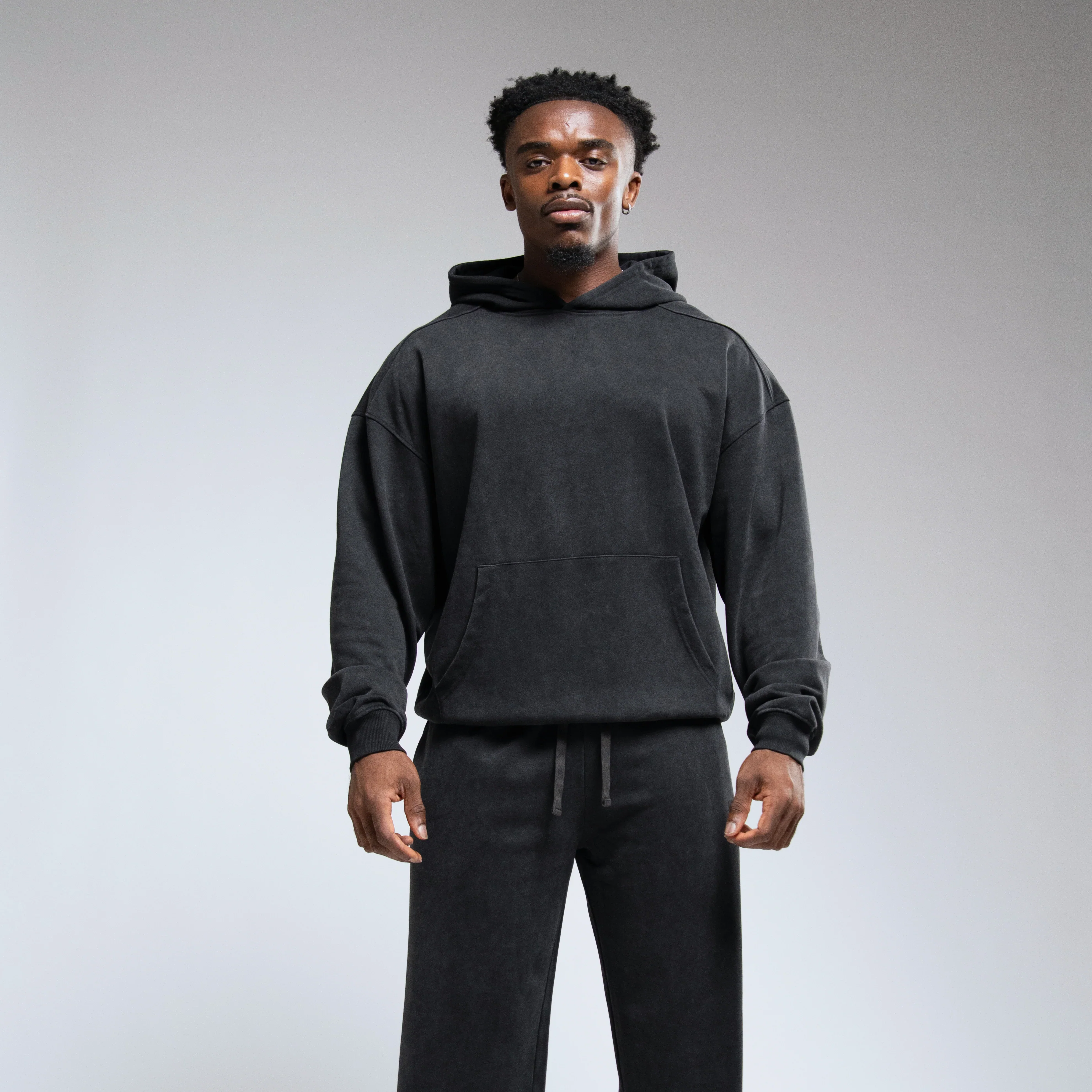 WASHED BLACK OVERSIZED PULLOVER HOODIE