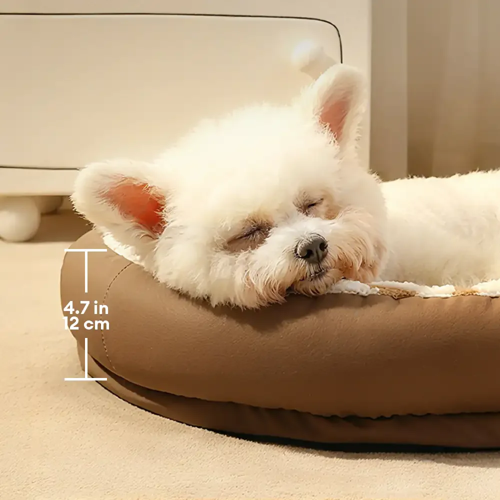 Geometric Wave Pattern Faux Leather Warm Removable And Washable Dog Bed