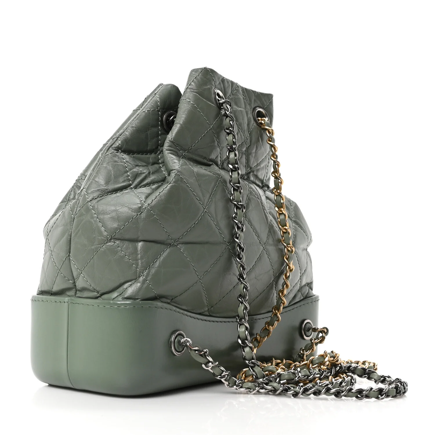 Aged Calfskin Quilted Small Gabrielle Backpack Green