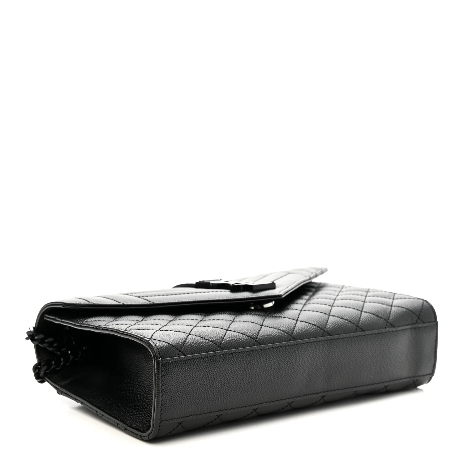 Grain De Poudre Textured Mixed Matelasse Triquilt Medium Monogram Monochrome Satchel Black