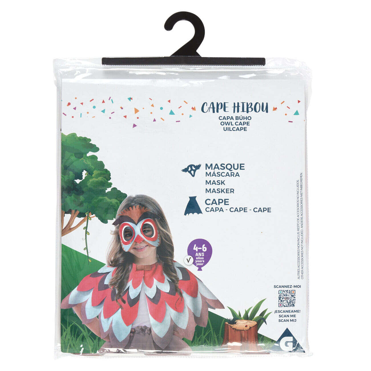 Déguisement enfant Hibou masque et cape 4/6 ans