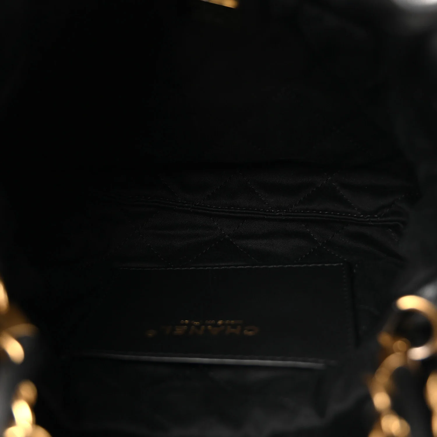 Shiny Calfskin Quilted Mini Chanel 22 Black