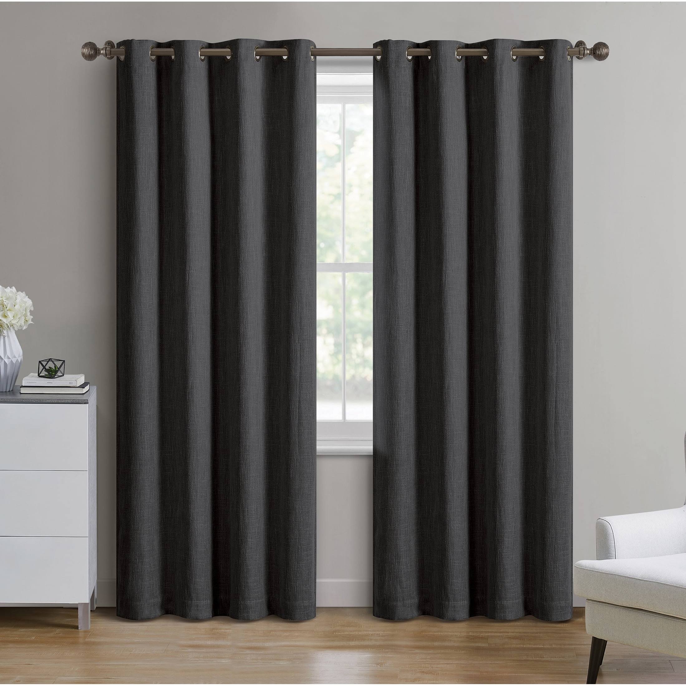 Better Homes & Gardens Woven Textured Grommet Blackout Curtain Panel - Black - 50 x 84 in
