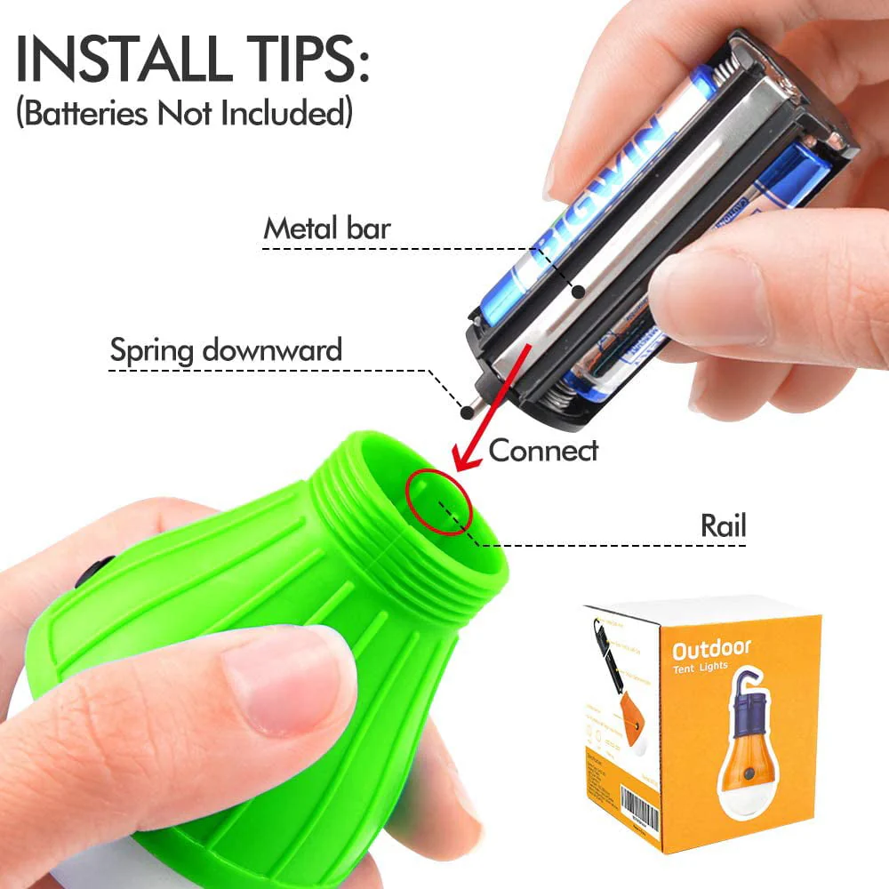 4 Packs LED Camping Light Bulbs Tent Lamp with Clip Hook, Portable Hanging Lantern Battery Powered Emergency Light, Mini Camper Light