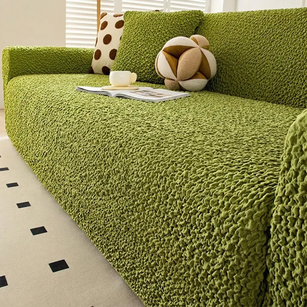 Cream Style Seersucker Breathable Stretchy Full-Coverage Magic Armchair Cover