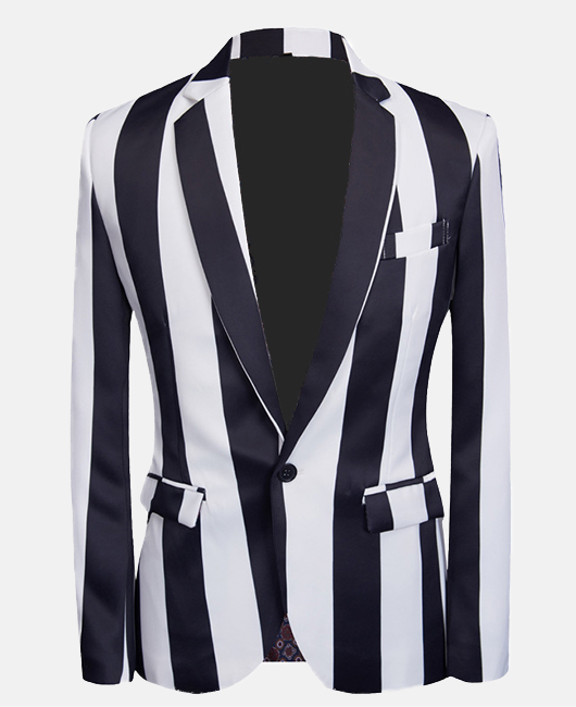 Blazer à revers cranté abstrait et coupe slim à un bouton