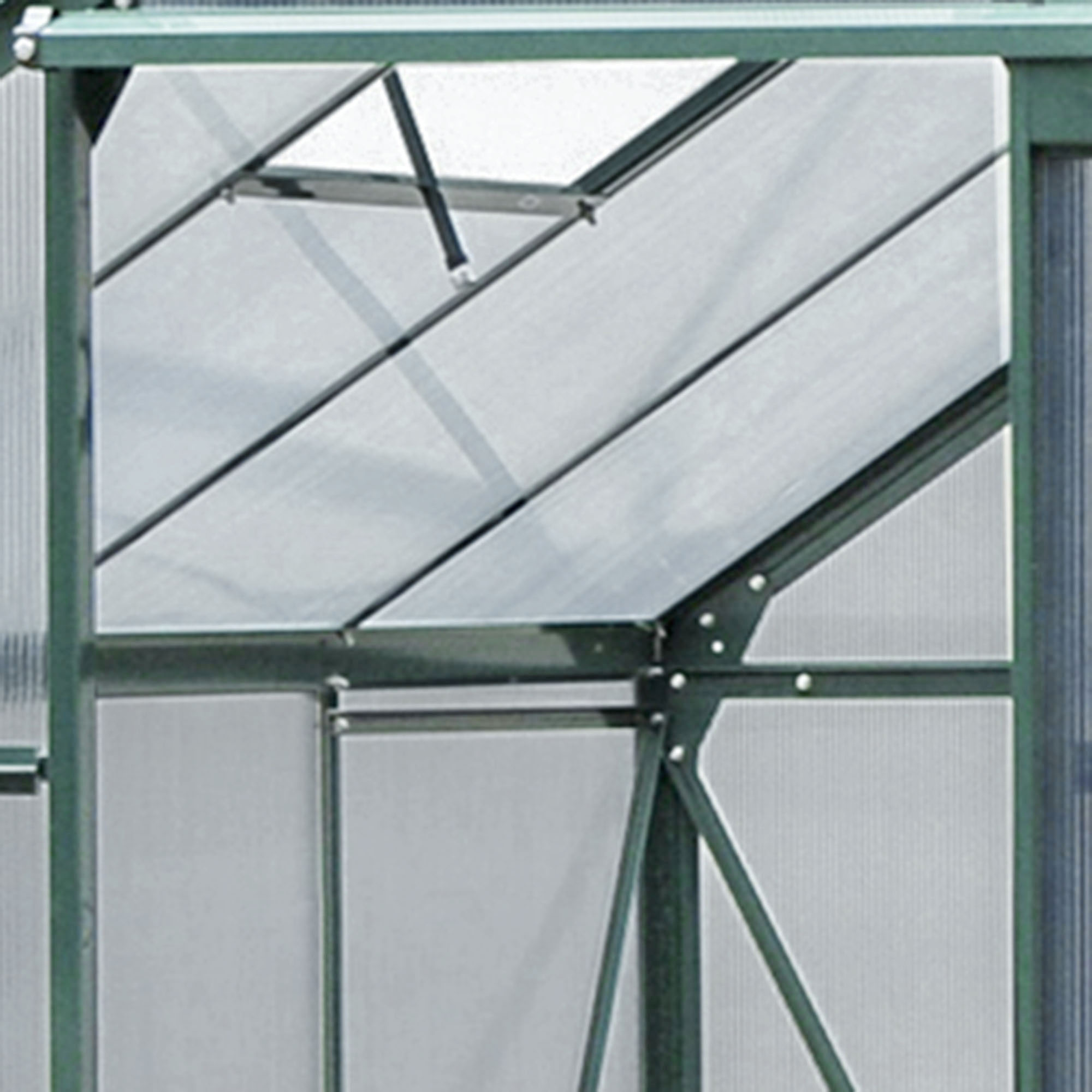 Outsunny kas met polycarbonaat behuizing en dakklep, 190x 252 x 201 cm