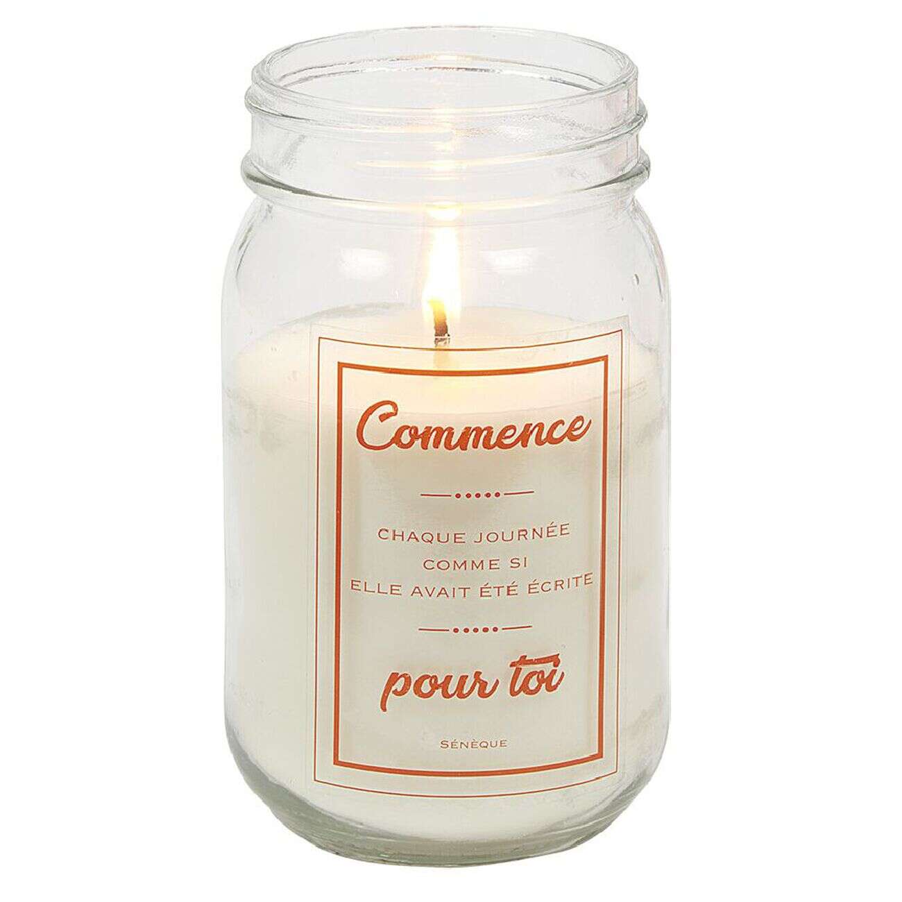 Bougie à message dans bocal senteur orange H.13 cm