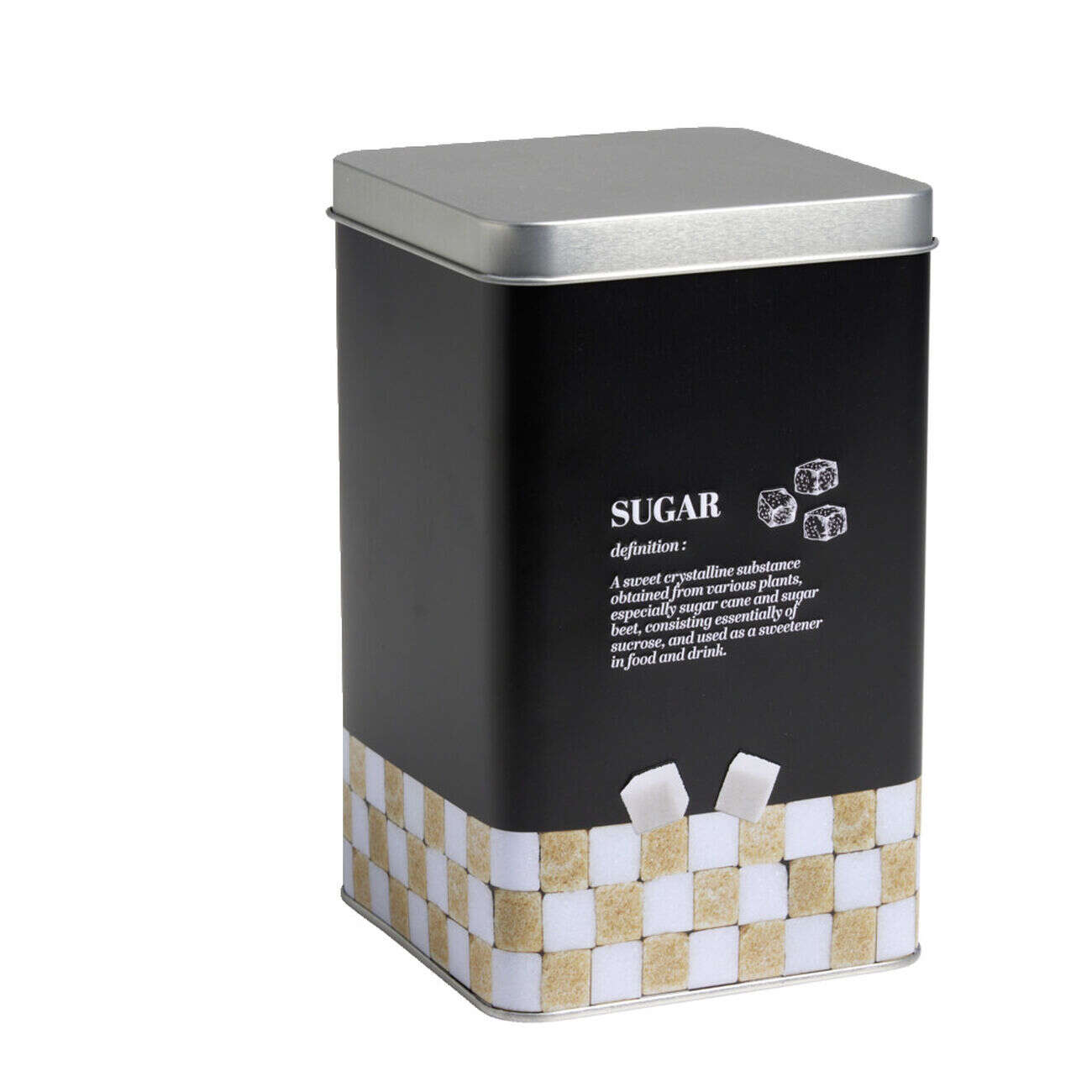 Boîte à sucre en métal noir design Sugar - 10,7x10,7xH.17,5cm