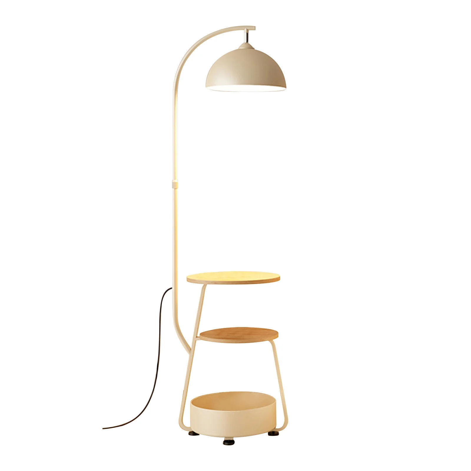 Upgraded Cream Style Living Room Sofa Corner Floor Lamp Bedroom Bedside Table Integrated Table Lamp Wireless Charging Storage Vertical Lamp U(U) - Image 4