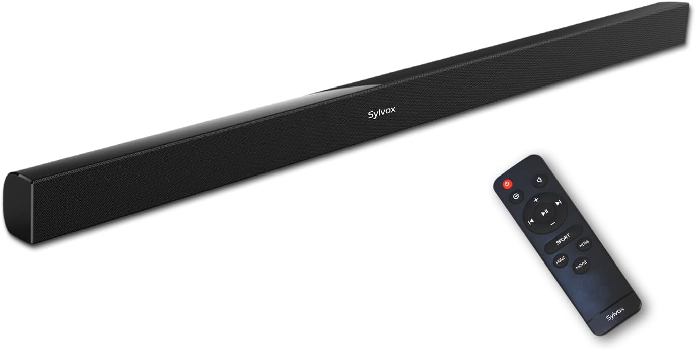 SYLVOX Outdoor Soundbar  IP65 Waterproof 60 Watts Soundbar with HDMI  Optical  AUX  USB and Bluetooth Connection  38 Inch Mountable
