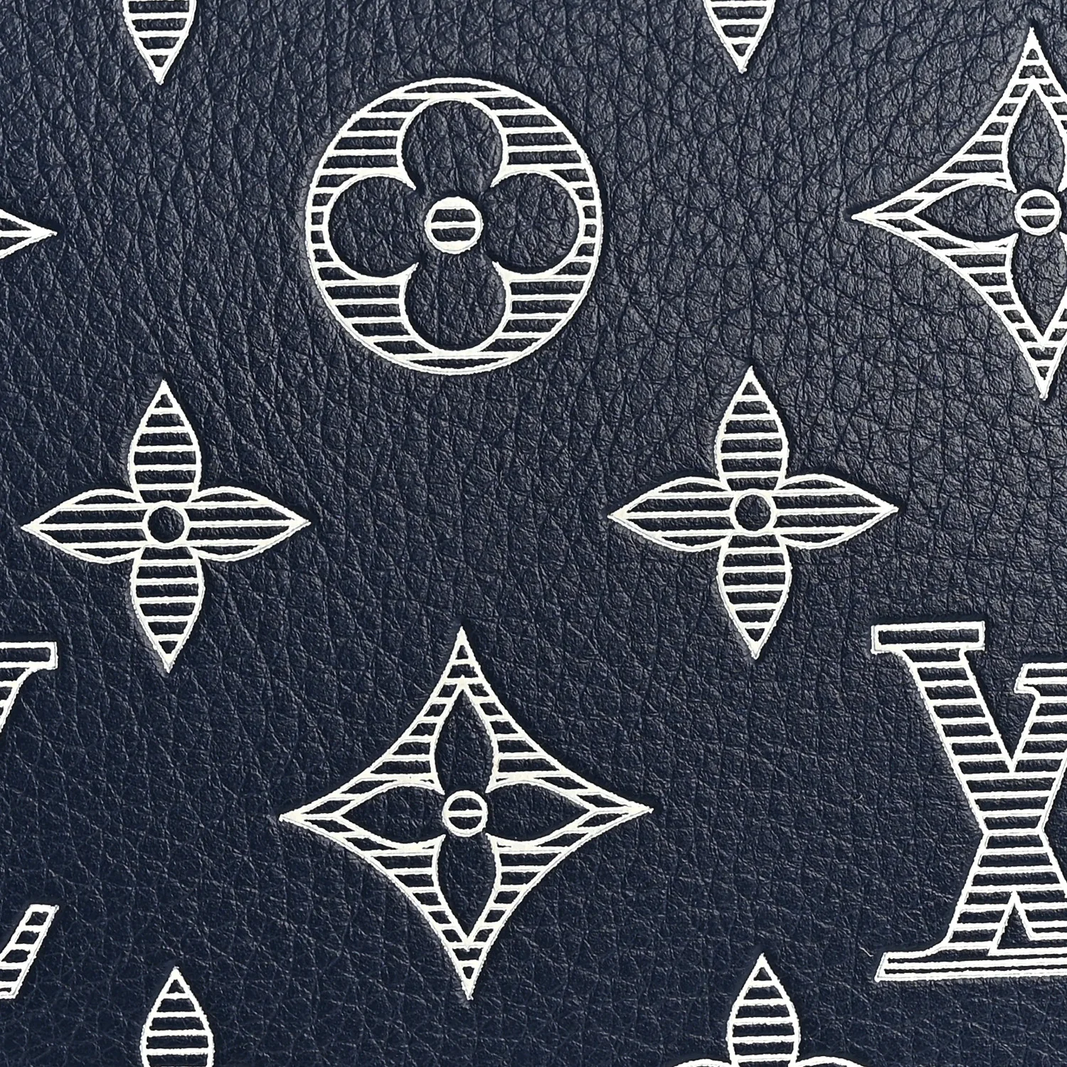 Calfskin Shadow Monogram Keepall Bandouliere 50 Ink Blue White