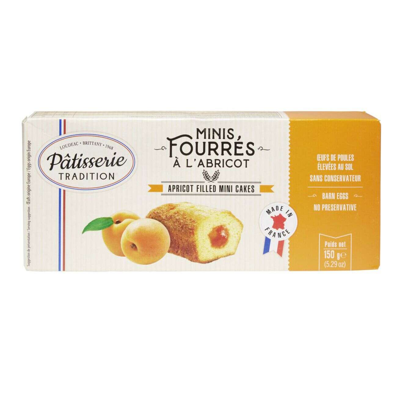 Minis gâteaux fourrés abricot x9 pâtisserie tradition 150g
