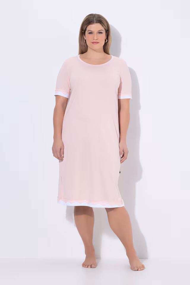 Lace Trim Short Sleeve Nightgown