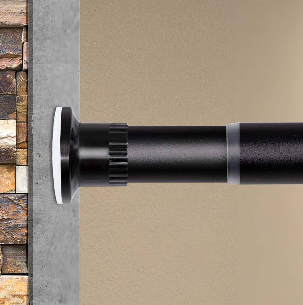 ASHLEYRIVER Room Divider Tension Curtain Rod,Adjustable Window Curtain Rod,No Drilling,Very Secure,Long Tension Rod-83-122 inch,Black