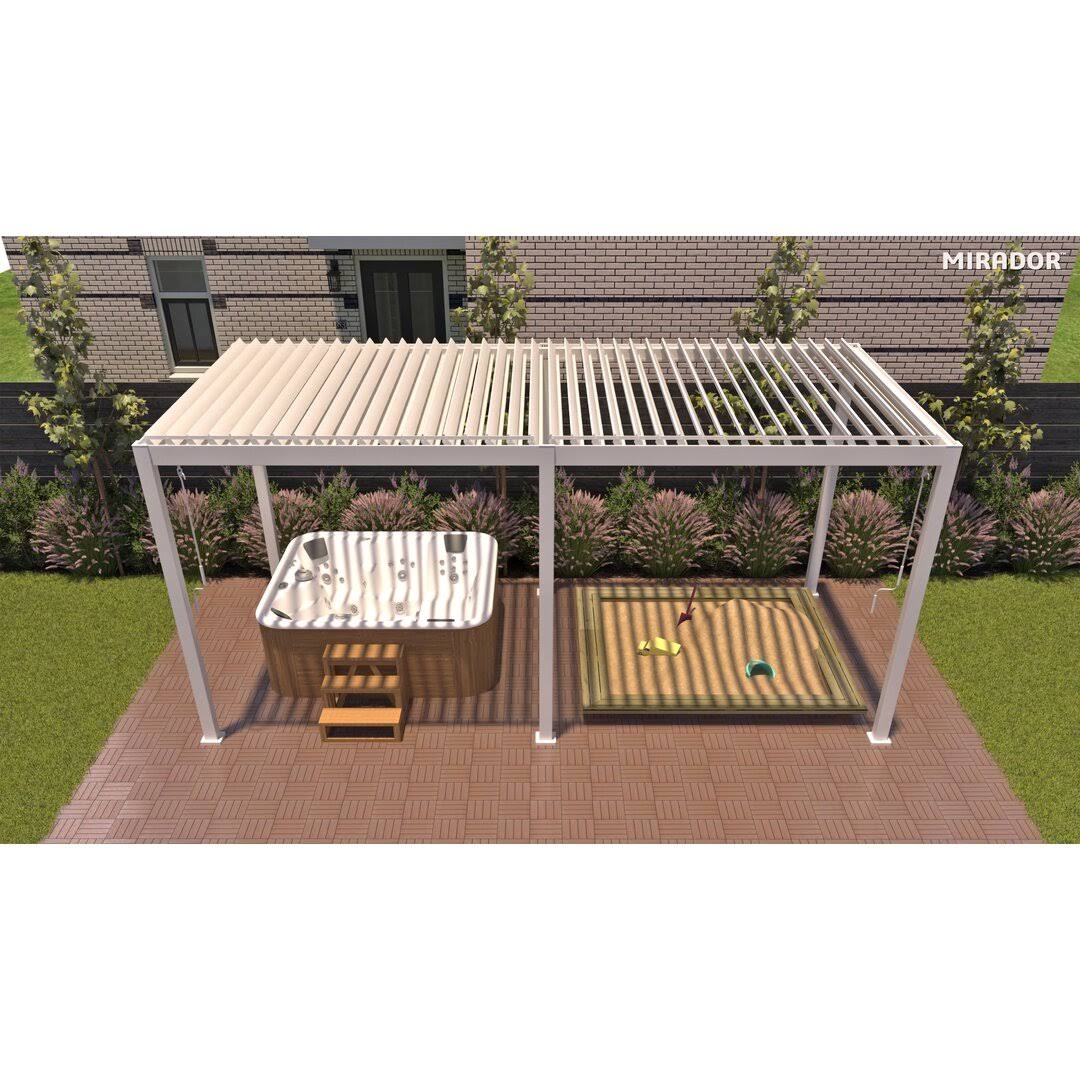 10 ft. W x 20 ft. D Metal Louvered Pergola with Adjustable Roof Mirador Frame Finish: White, Roof Color: White