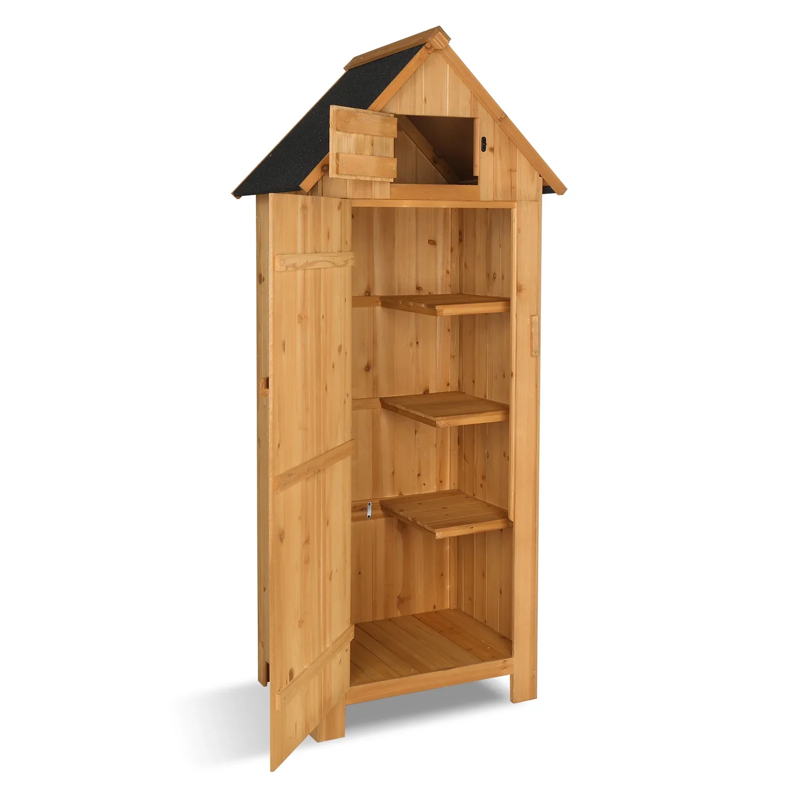 Zimtown Fir Wood Garden Storage Shed, 70.47 x 30.31 x 21.38, Natural
