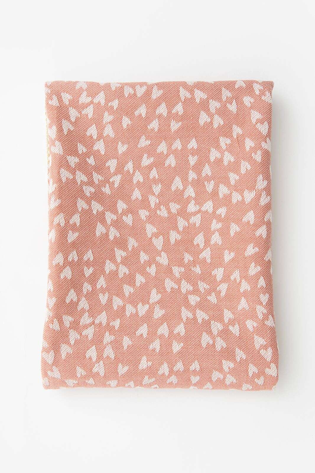 Roze katoenen theedoek met hartjesprint
