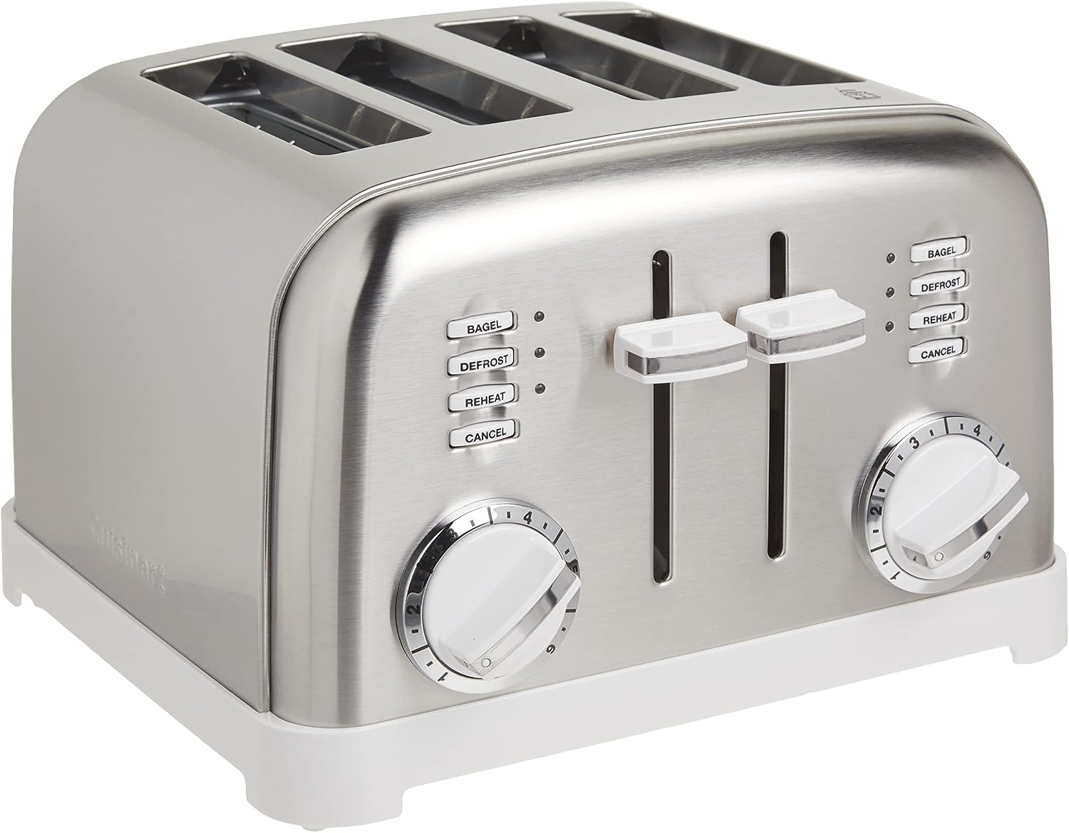Cuisinart Toaster, Extra-Wide Slots, Stainless Steel, 4-Slice| Bagel, pastry & bread toaster with defrost/reheat functions, 6-setting browning dials & a slide-out crumb tray, CPT-180P1
