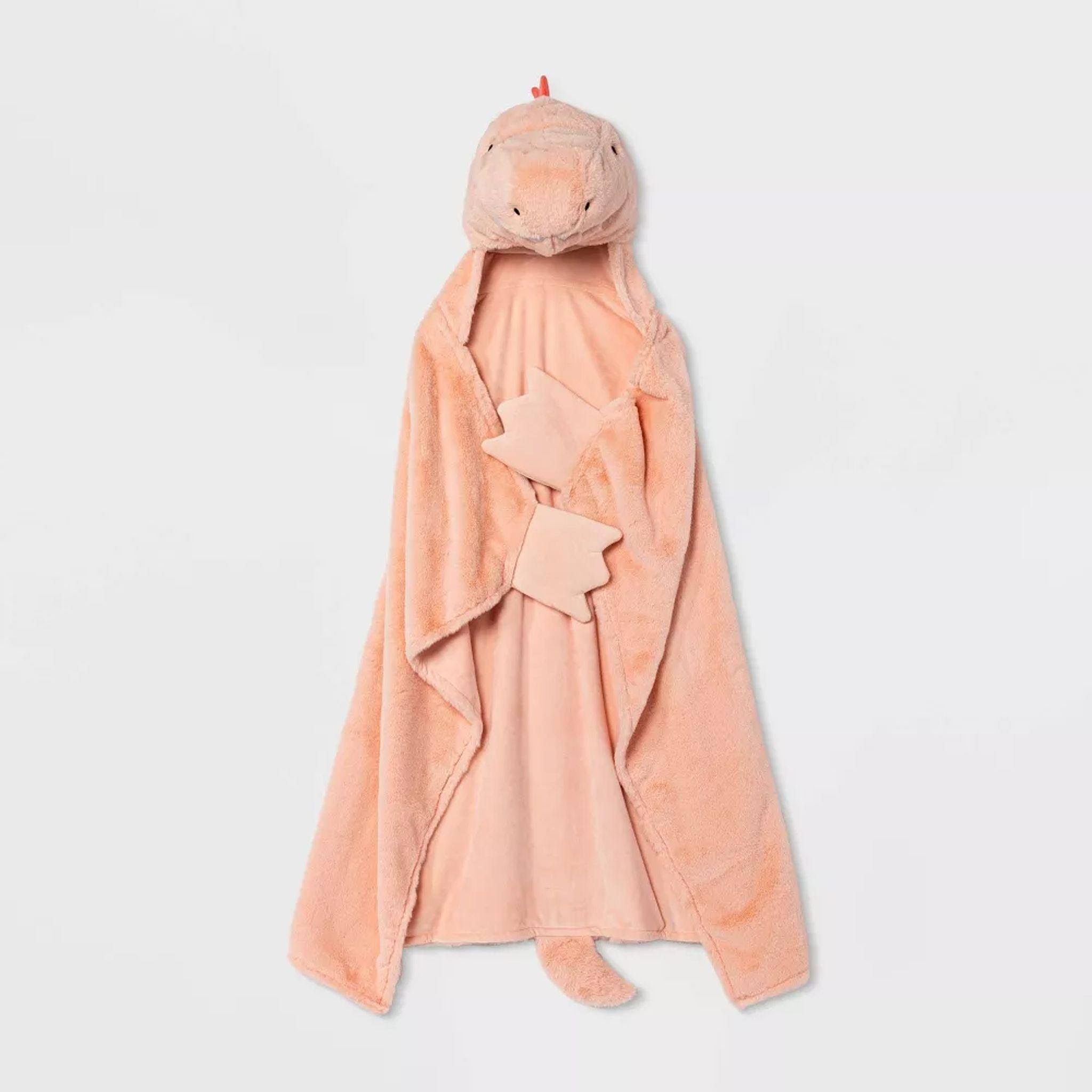 Pillowfort Hooded Blanket Pink - Dinosaur