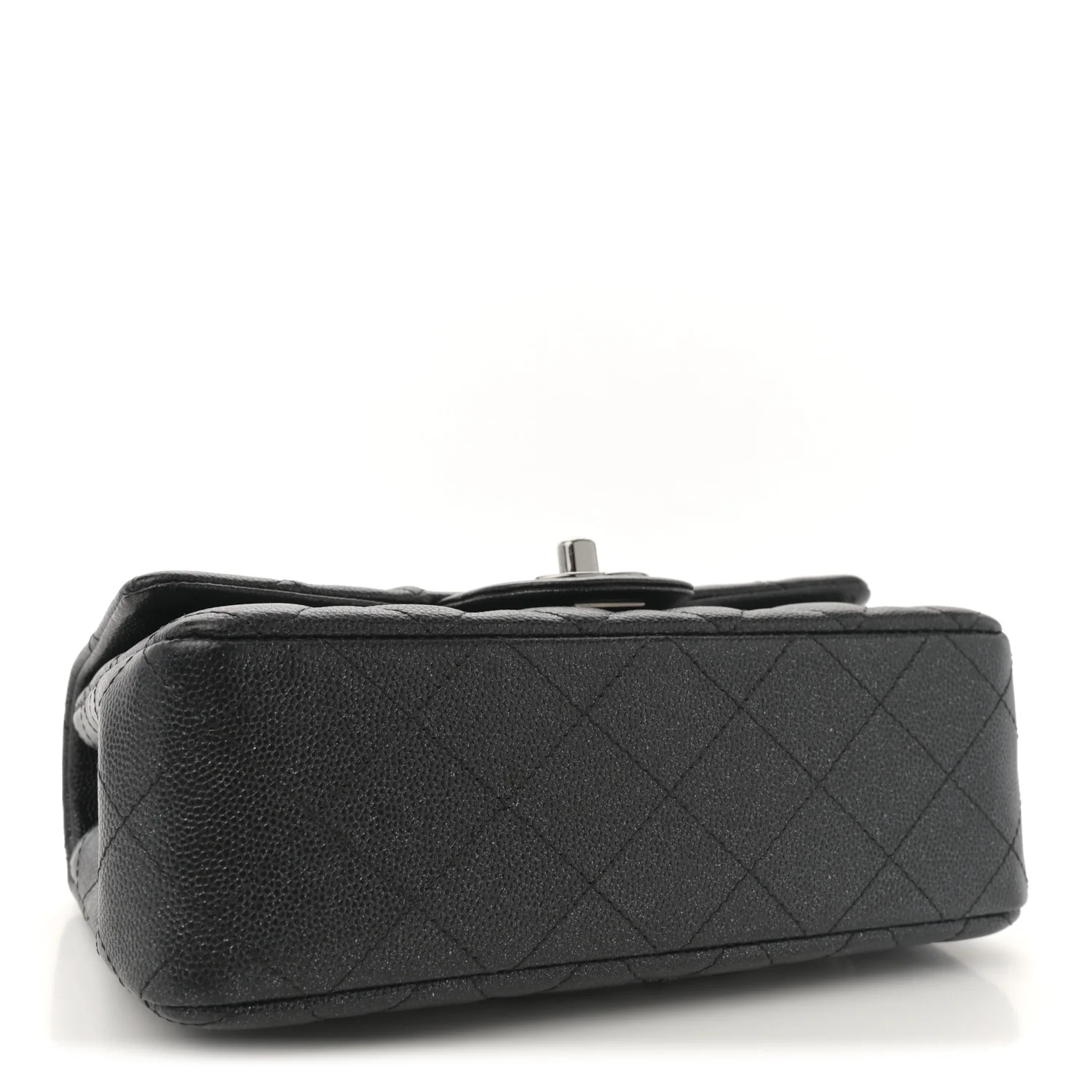 Iridescent Caviar Quilted Mini Rectangular Flap Black