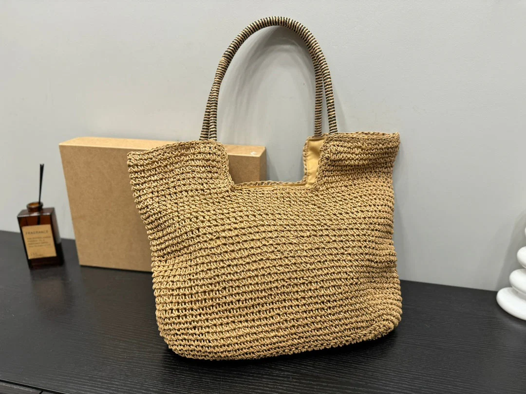 SAINT LAURENT YSL Retro Elegant Tote Bag Straw 43x39cm