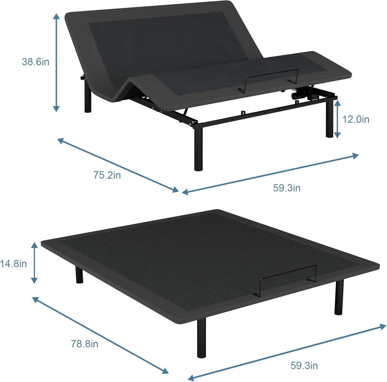 Queen Adjustable Bed Frame with Wireless Remote, Dual Motors