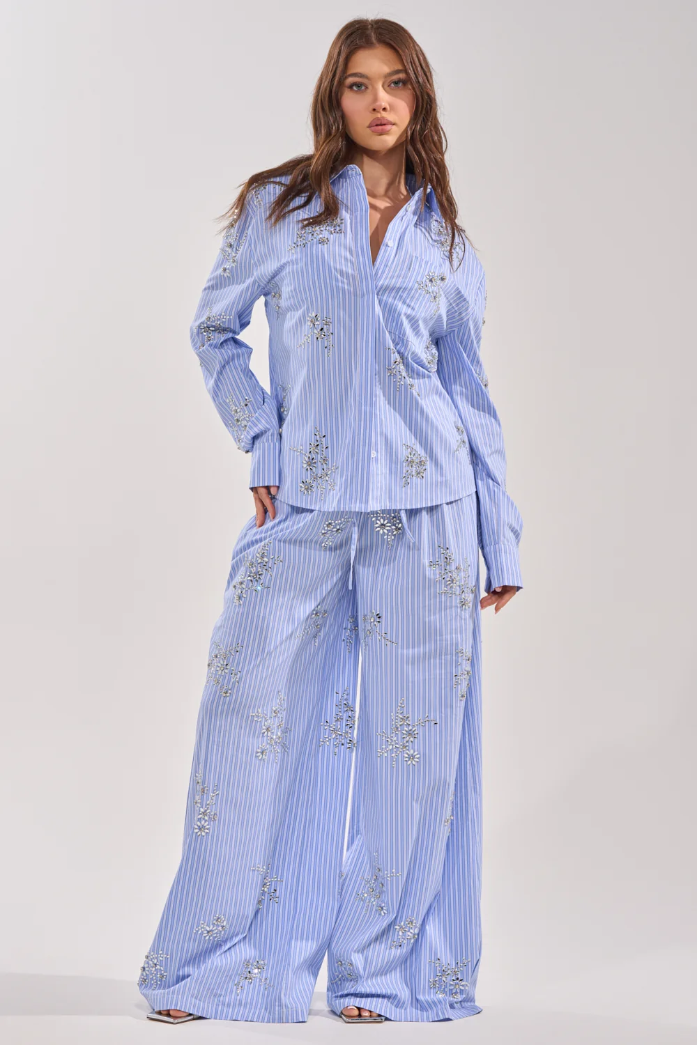SWEET DREAMS RHINESTONE POPLIN PANT - Akira Store