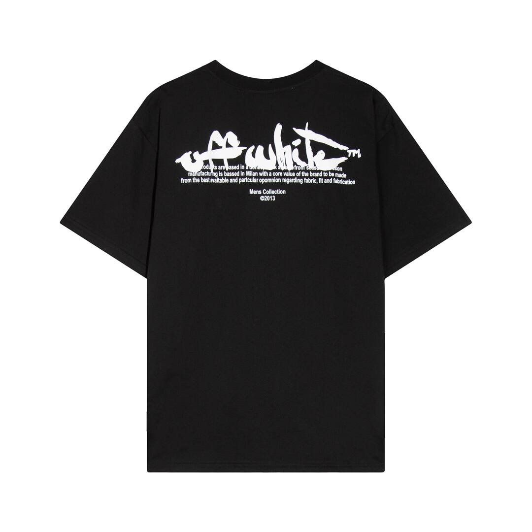 OFF-WHITE(オフホワイト) 2023　半袖シャツ　Tシャツ 矢じり　100％純綿生地　　快適　通気性が良い　シンプルの風格　かっこいい　黒　男女兼用Tシャツ