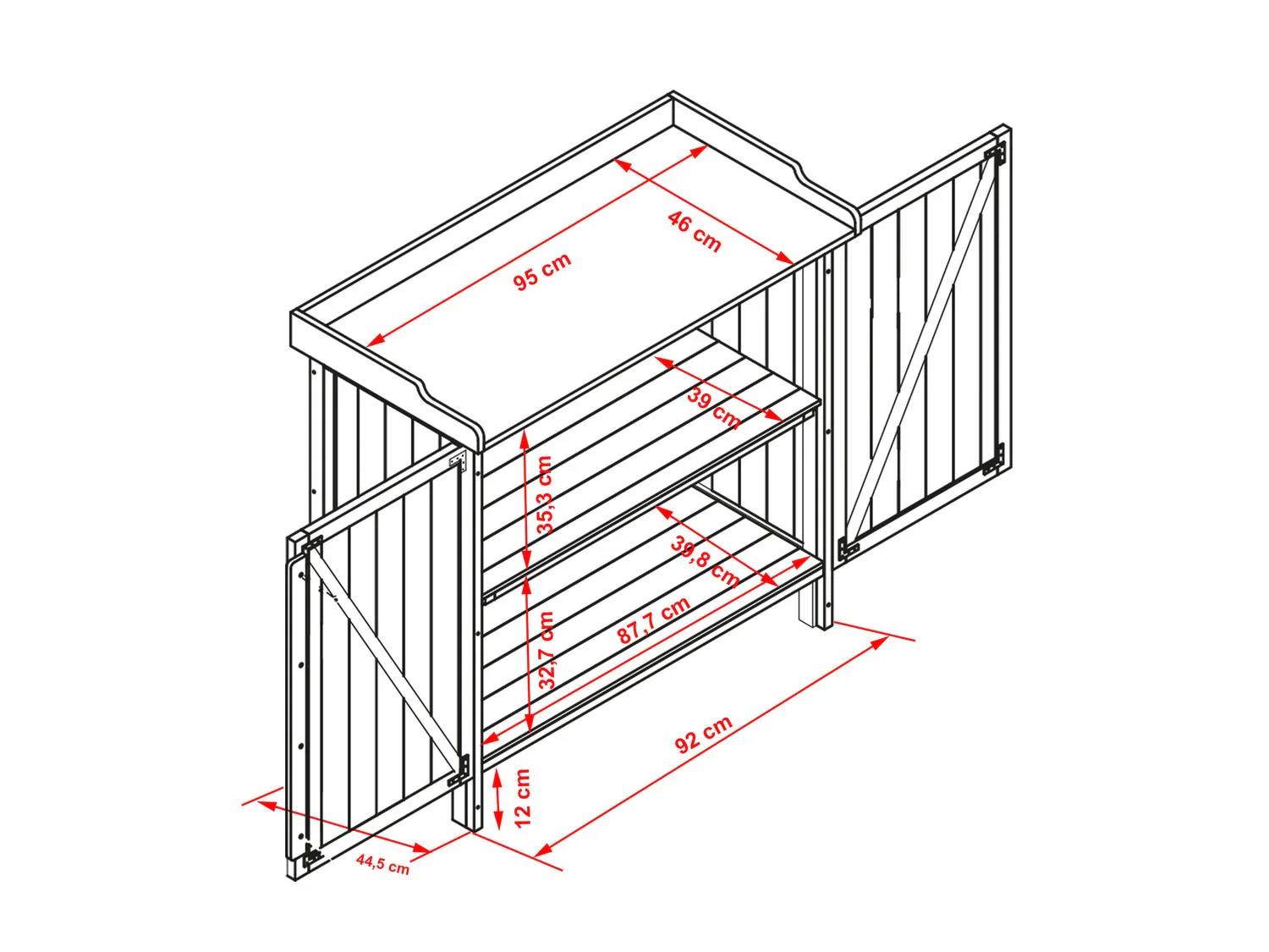 HABAU Table de jardin avec meuble bas, 98 x 48 x 95 cm