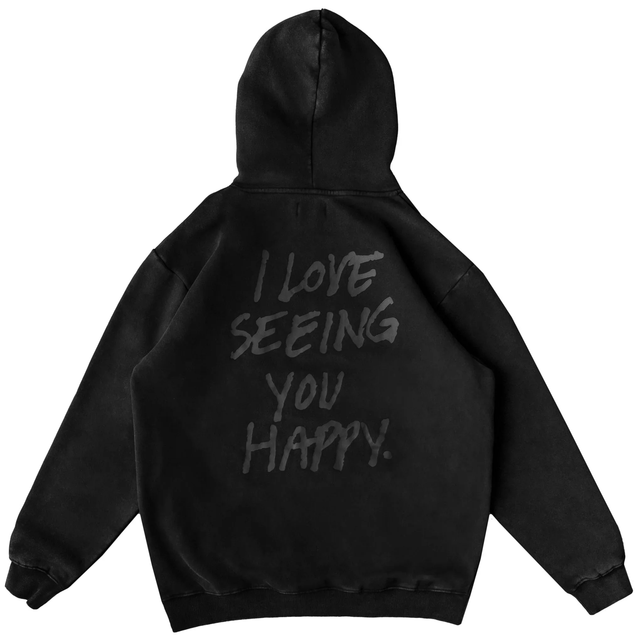 OVERSIZED LUX HOODIE "LOVE SEEING YOU HAPPY" - BLACKOUT