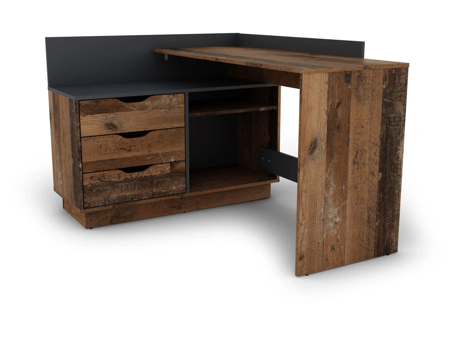 byLIVING Bureau d'angle Belfast avec compartiments, 129 x 105 x 83 cm