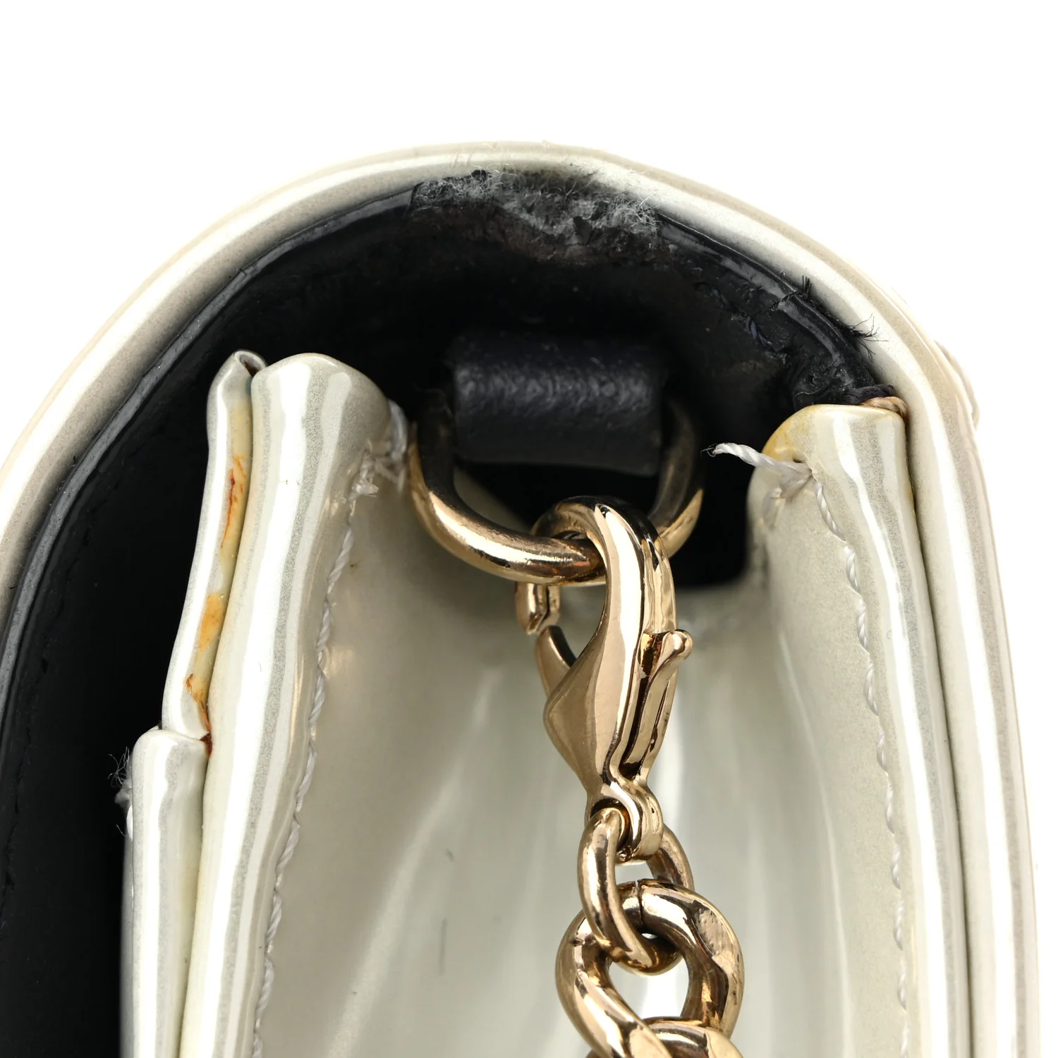 Patent Micro-Cannage Diorama Wallet on Chain Pouch White