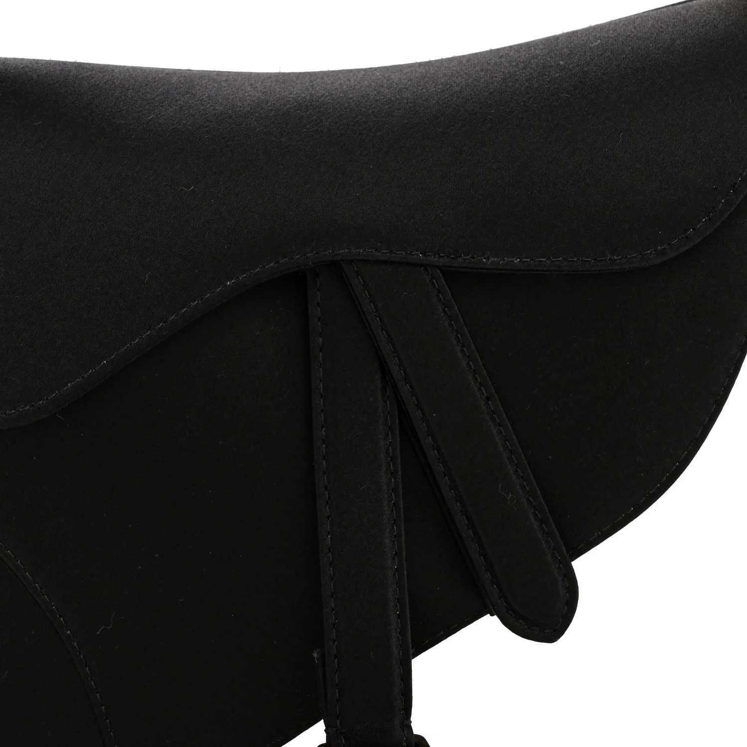 Satin Crystal Mini Saddle Bag Black