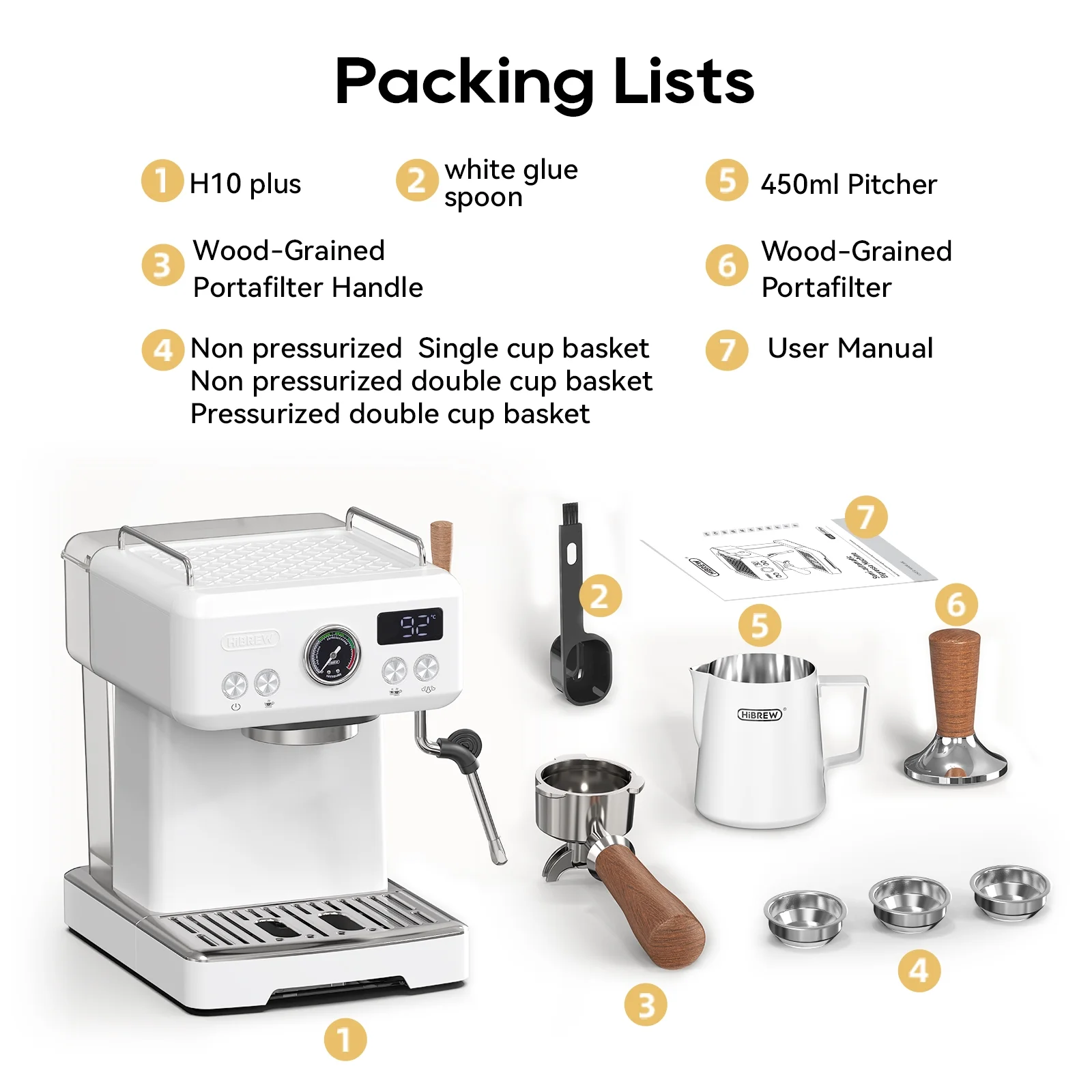 Hibrew H10PLUS 20bar Espresso Coffee Machine with Adjustable Temperature & Steam