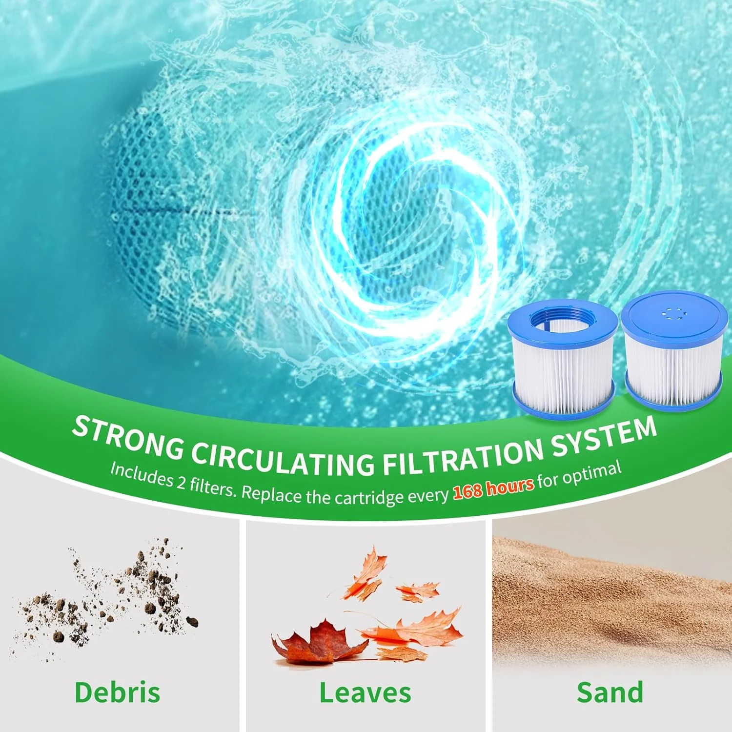 4-6 Person Inflatable Hot Tub, Square Blow Up Portable Hot Tub, Leak-Proof PVC Outdoor Spa with 130 Strong Air Jets, Heater Pump and Insulated Cover, 73�� X 73��X 25�� - Image 7