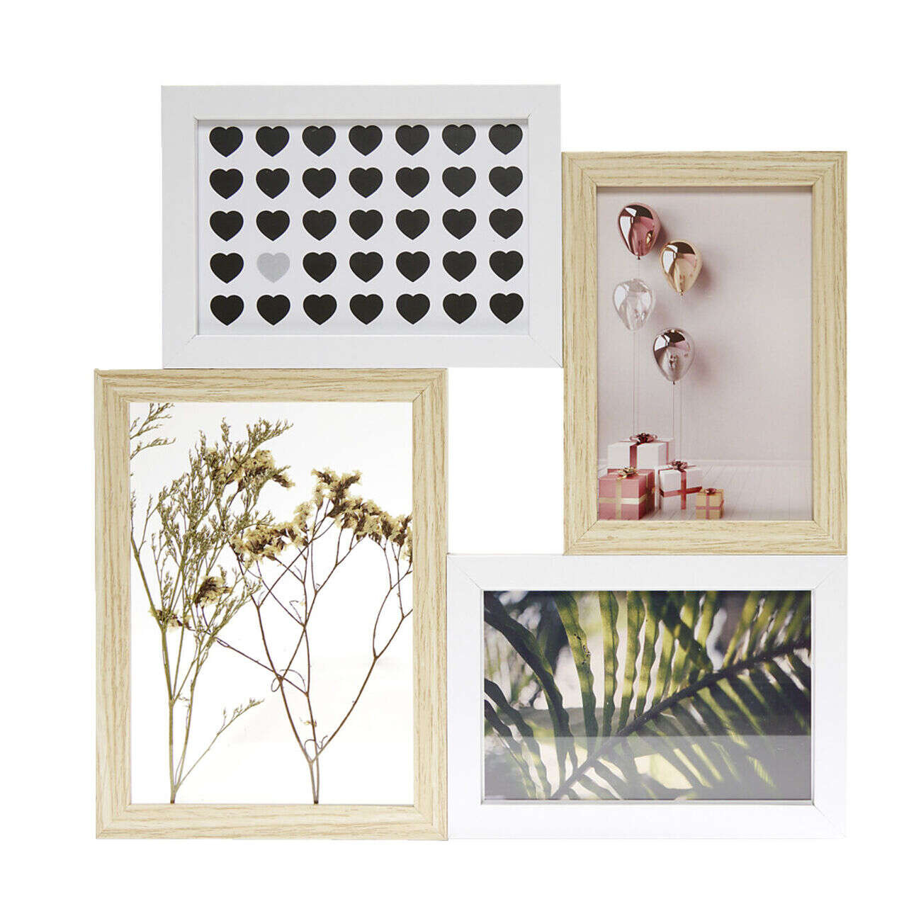 Cadre photo en bois 4 vues 32x32cm