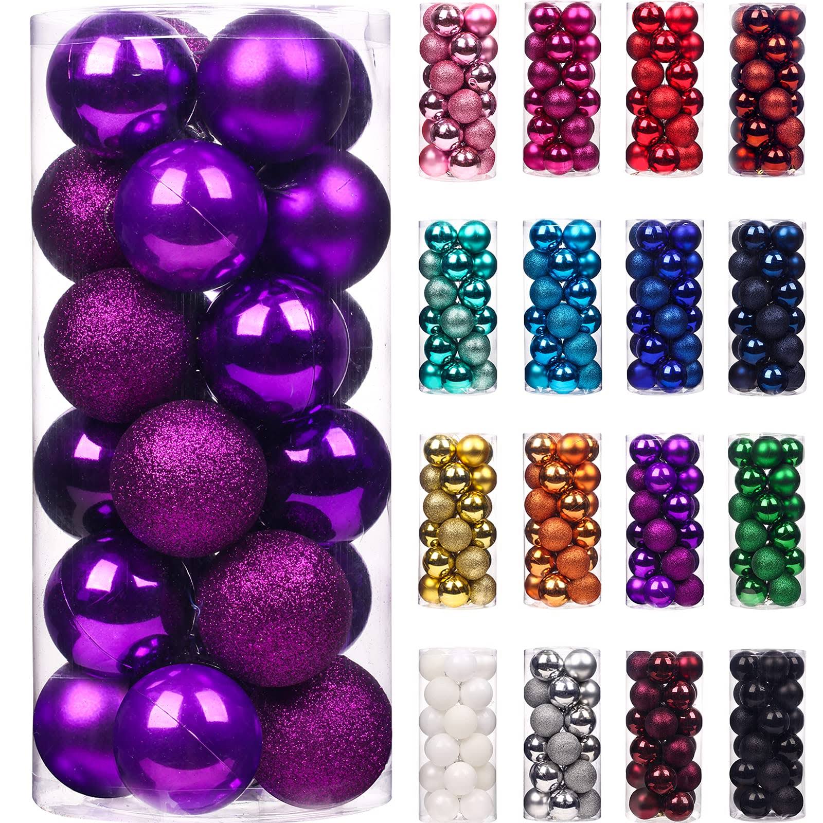 Emopeak 24pcs Christmas Balls Ornaments for Xmas Christmas Tree - Shatterproof Christmas Tree Decorations Large Hanging Ball for Holiday Wedding