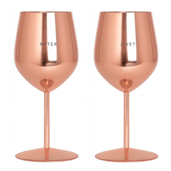 Vinglass stål NYTER & LIVET 45 cl 2 stk roségull