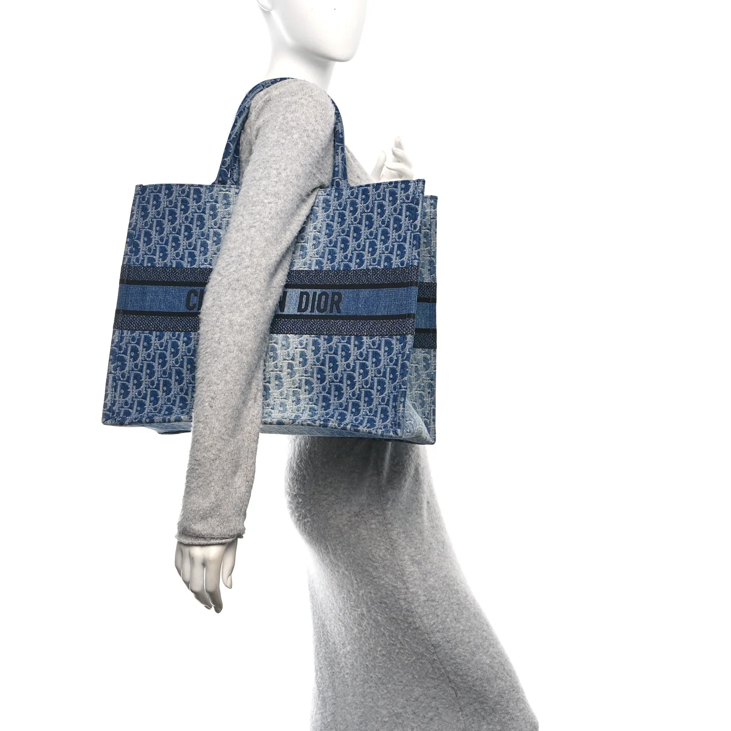 Oblique Denim Large Book Tote Blue