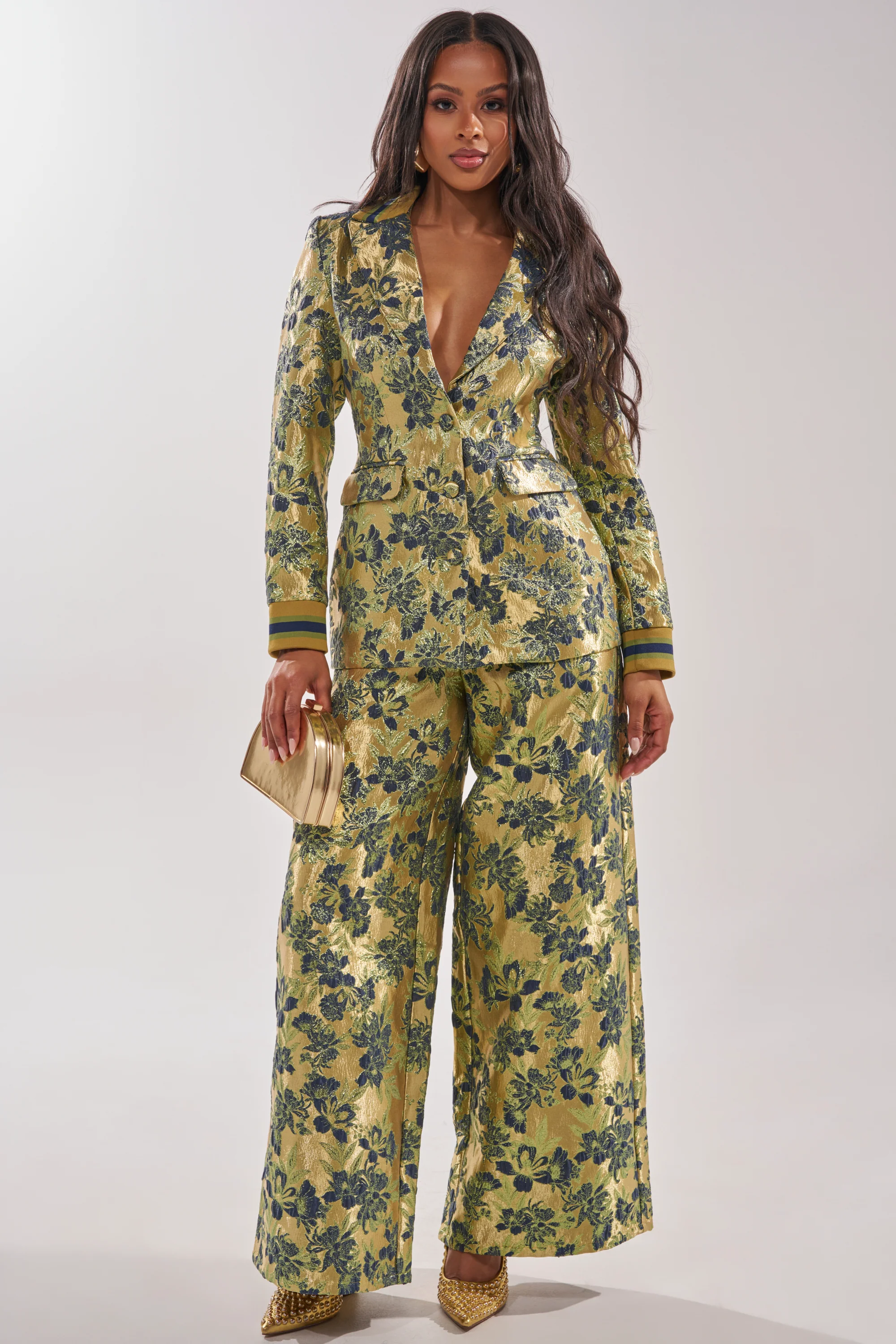 HARLOW BROCADE WIDE LEG PANT - Akira Store