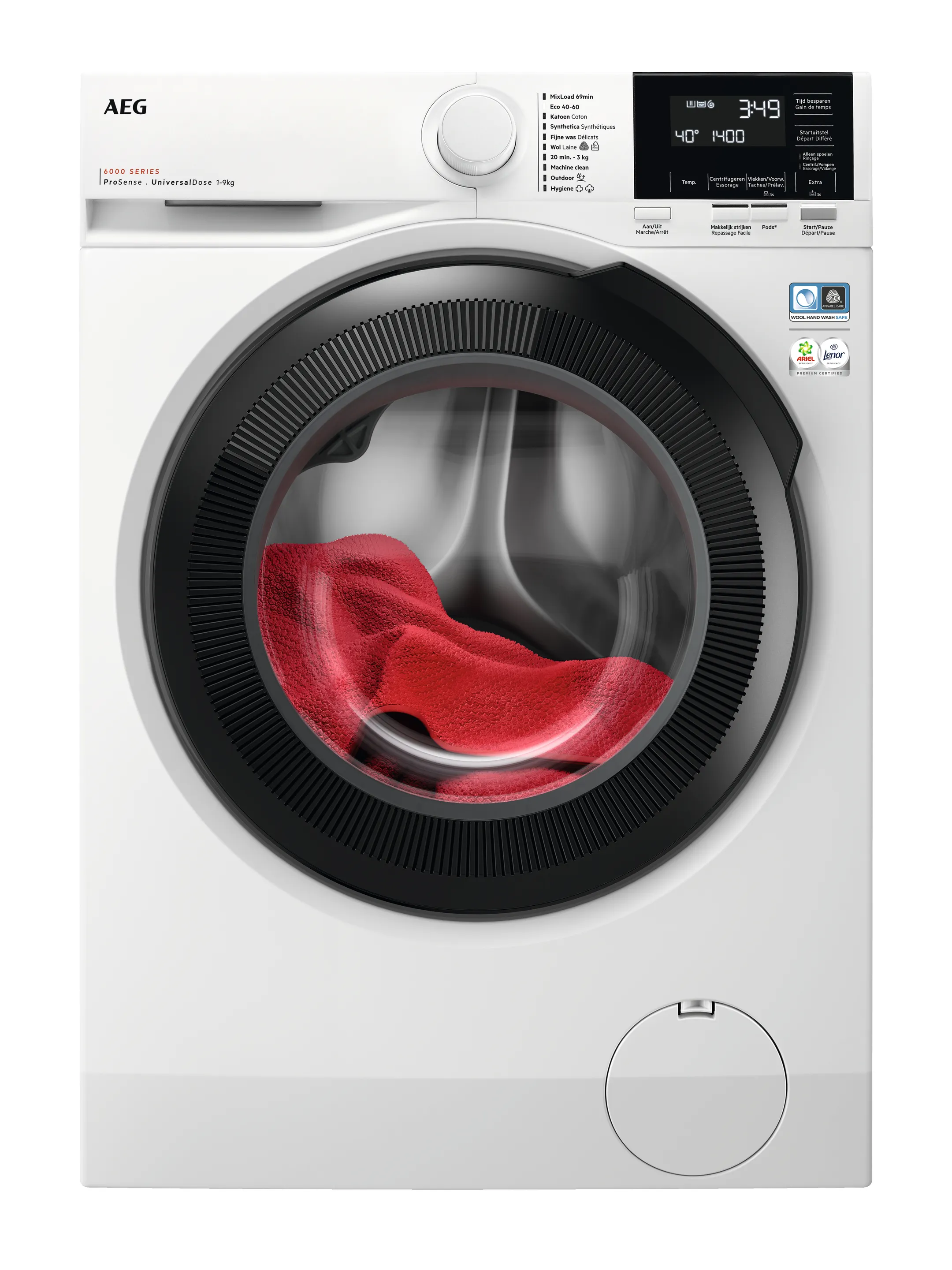 AEG Bundel - Wasmachine LR63U944 PROSENSE® UNIVERSALDOSE + Droogkast TR79G34B SensiDry