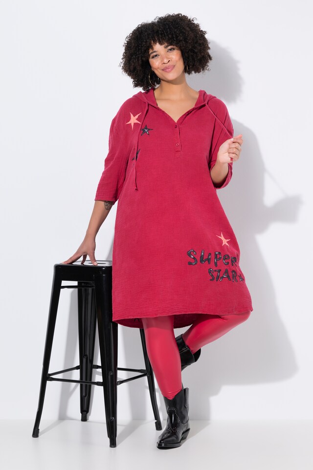 Muslin dress, oversized, stars, hood